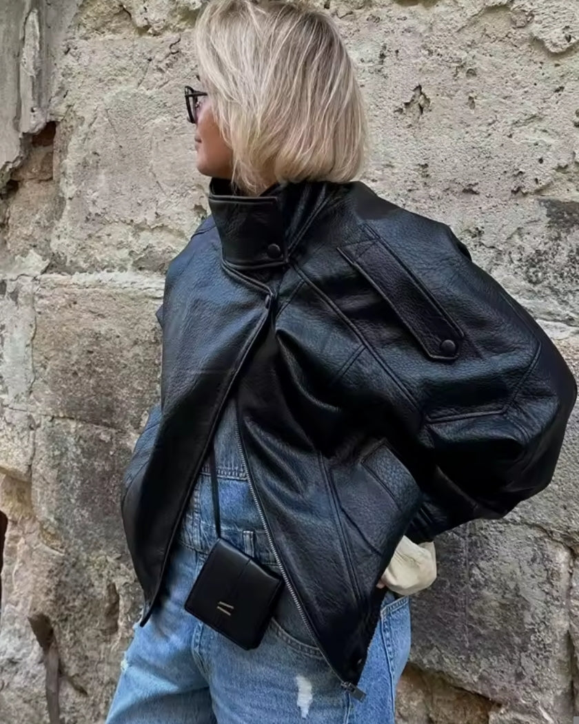 CHAQUETA POLIPIEL CON CUELLO