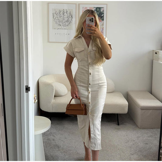 VESTIDO VAQUERO MIDI BOTONES