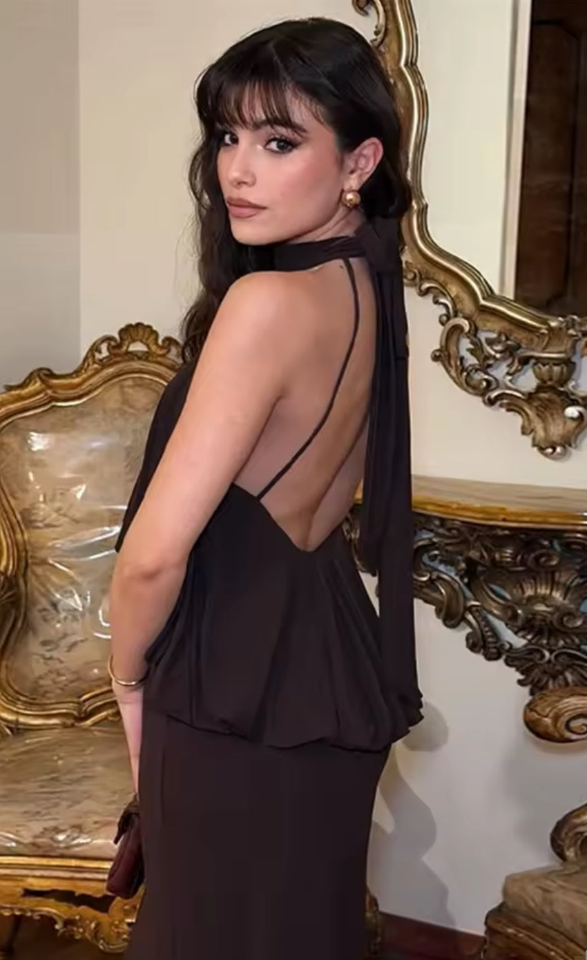 VESTIDO HALTER MARRÓN