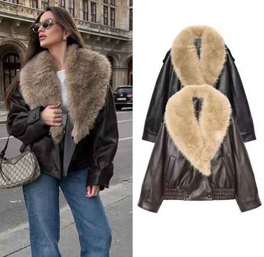 ABRIGO HOLGADO PELO EN EL CUELLO