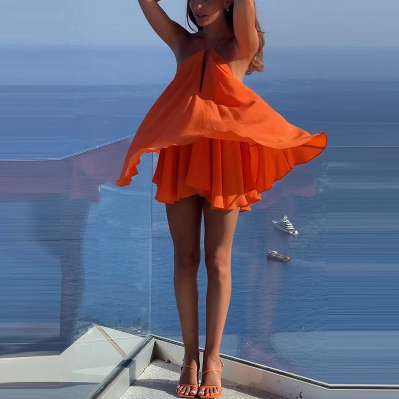 VESTIDO SATINADO CON VUELO
