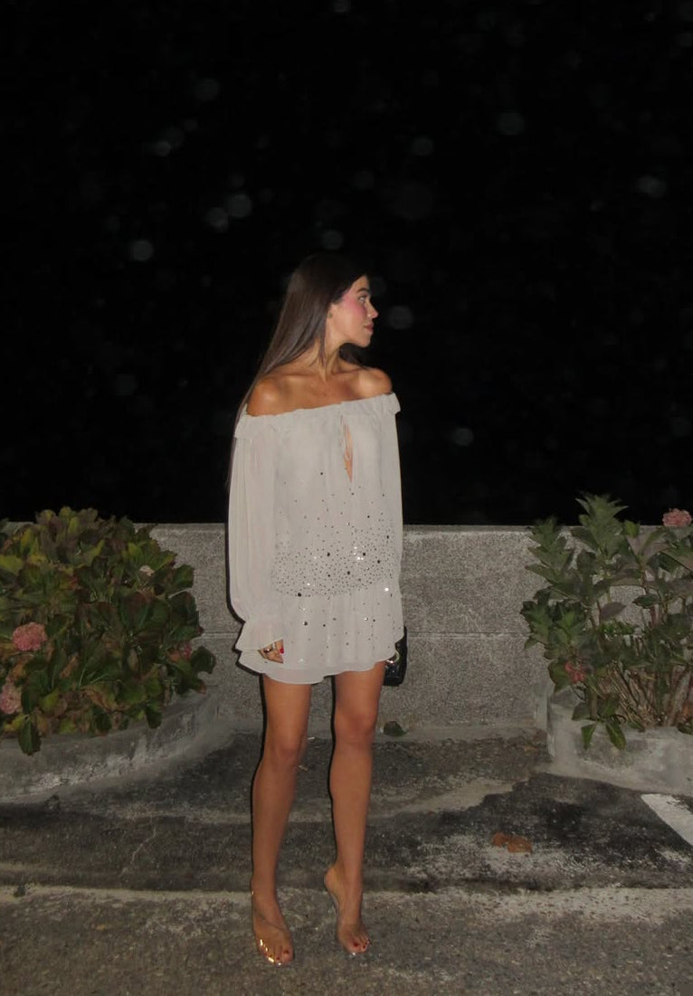 VESTIDO VOLANTES BRILLO