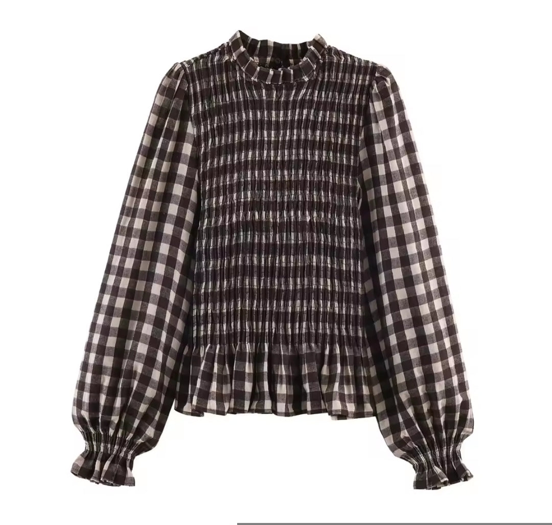 BLUSA CUADROS FRUNCIDA