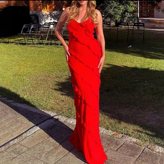 VESTIDO LARGO VOLANTES