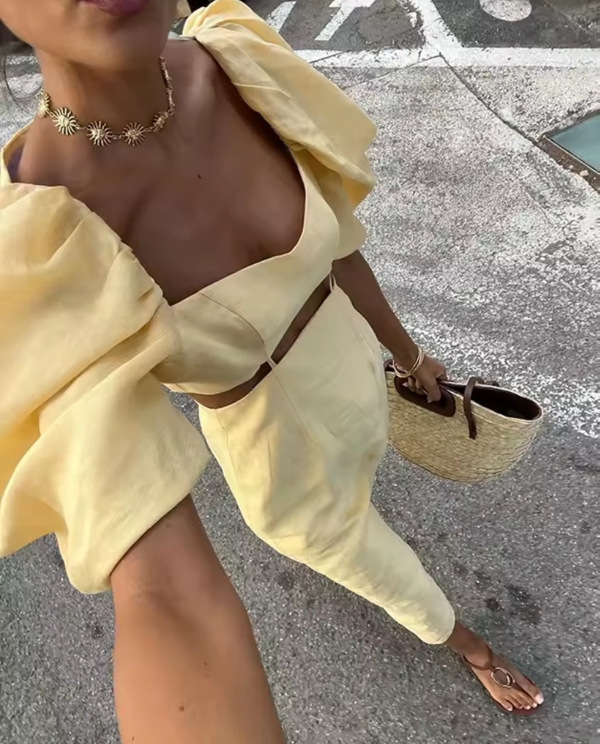 VESTIDO MANGAS ABOMBADAS