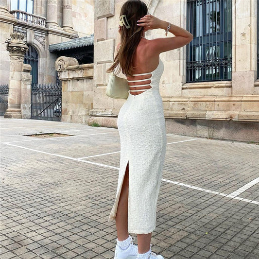 VESTIDO MIDI ESPALDA DE TIRAS
