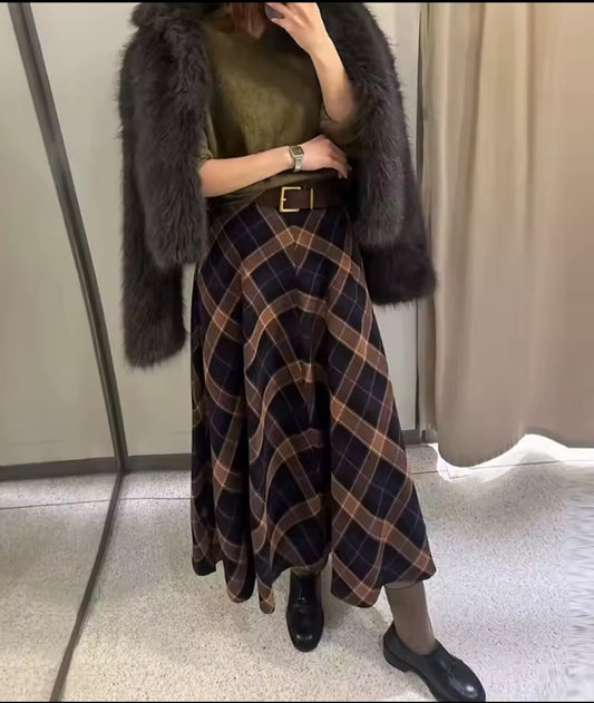 FALDA MIDI CUADROS