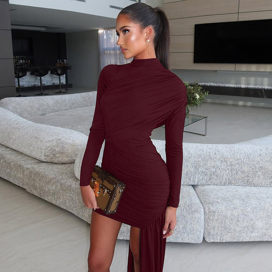 VESTIDO DRAPEADO CON MANGAS