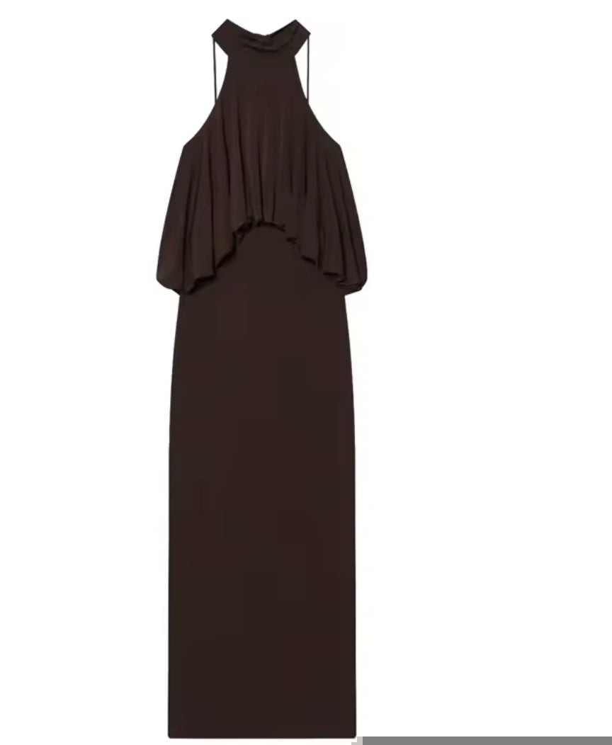 VESTIDO HALTER MARRÓN