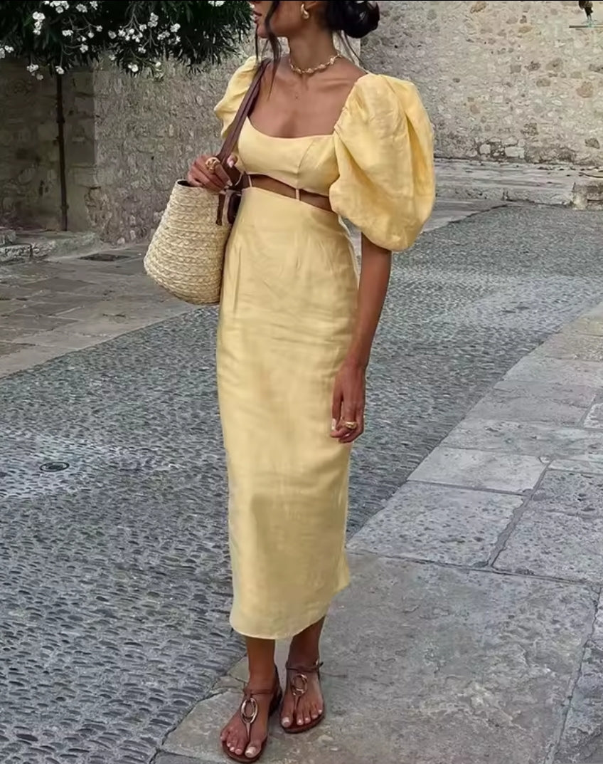 VESTIDO MANGAS ABOMBADAS