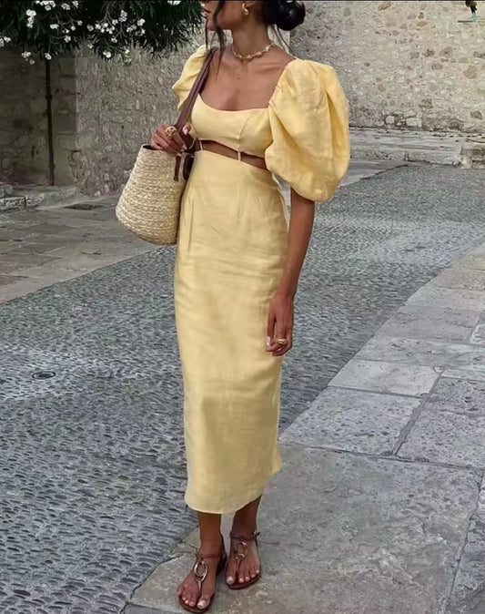 VESTIDO MANGAS ABOMBADAS