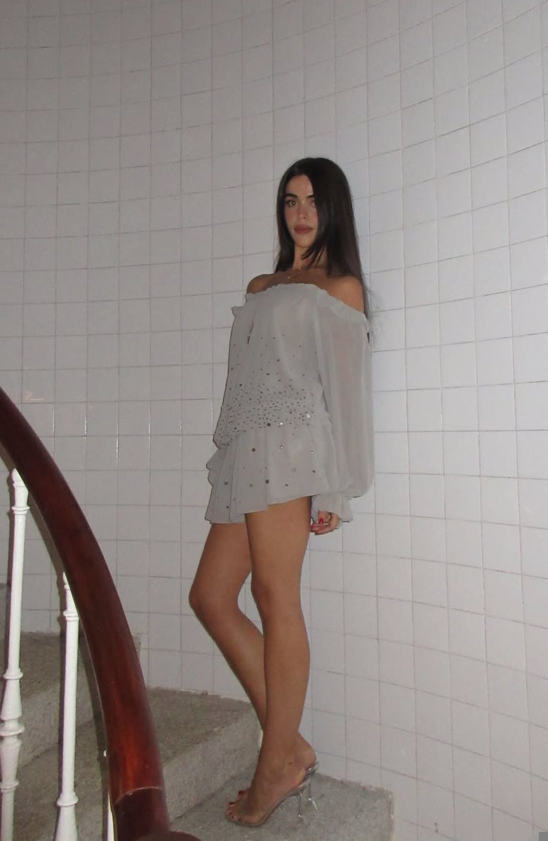 VESTIDO VOLANTES BRILLO